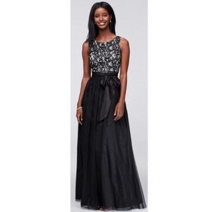 JESSICA HOWARD Black lace sequin ball gown dress BRAND NEW